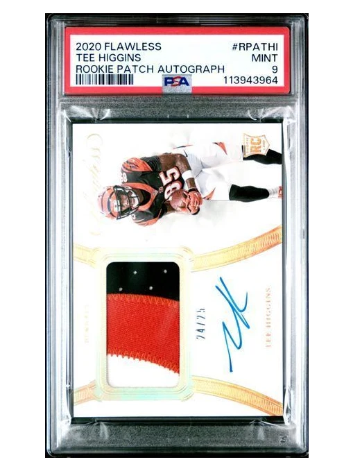 2020 Flawless | Rookie Tee Higgins | Rookie Patch Autograph (True RPA) | #RPATHI | PSA 9 | 24/25