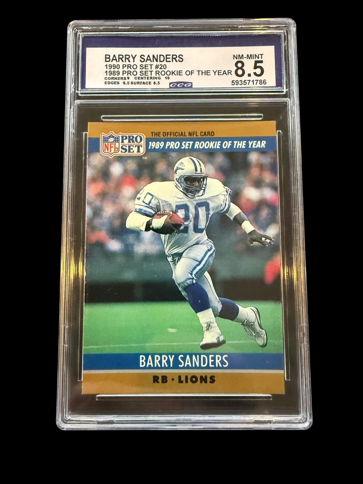 1990 Pro Set | Barry Sanders | Rookie of the Year | CCG 8.5