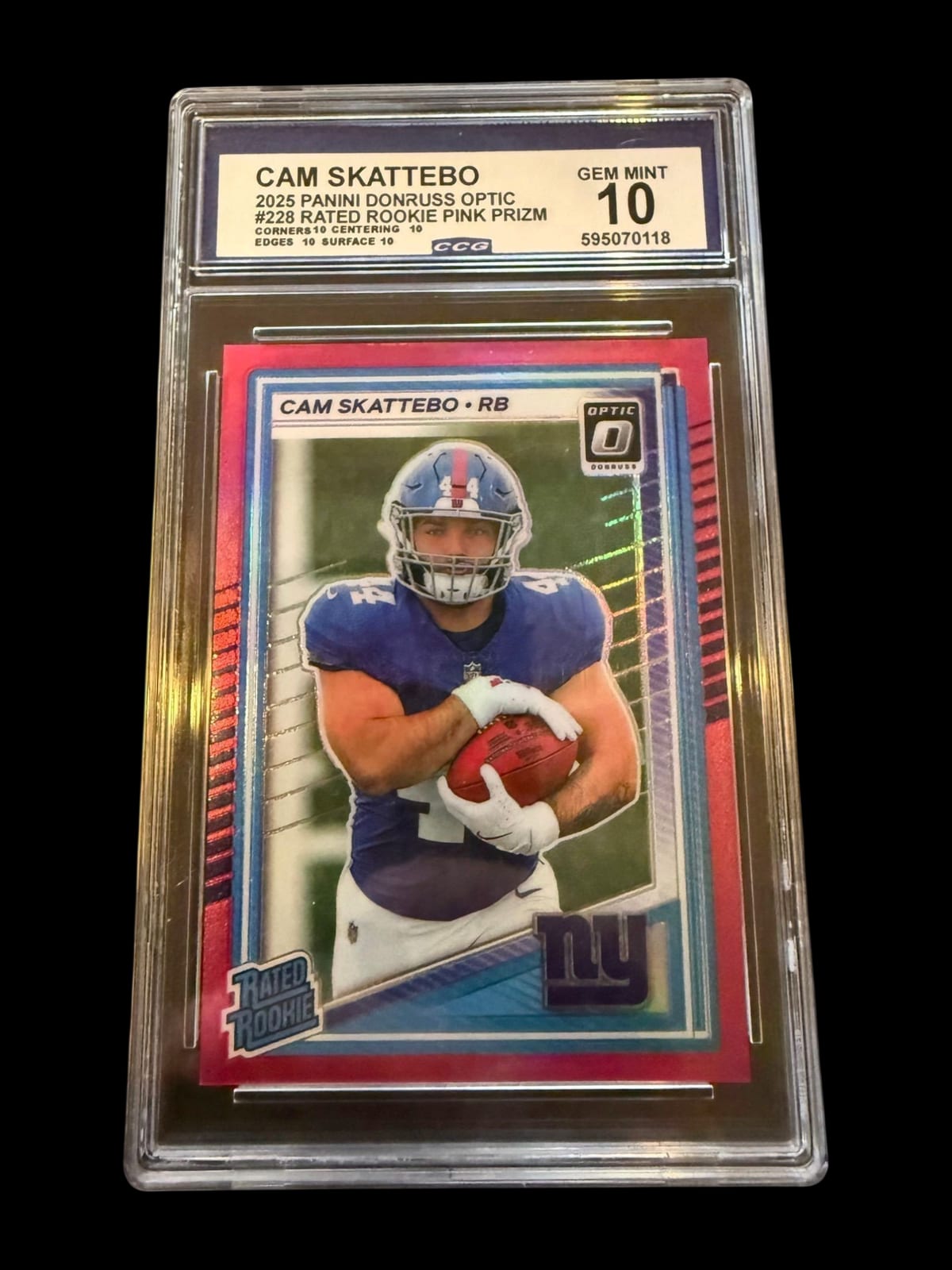 2025 Donruss Optic | Rookie Cam Skattebo | Pink Prizm | CCG 10