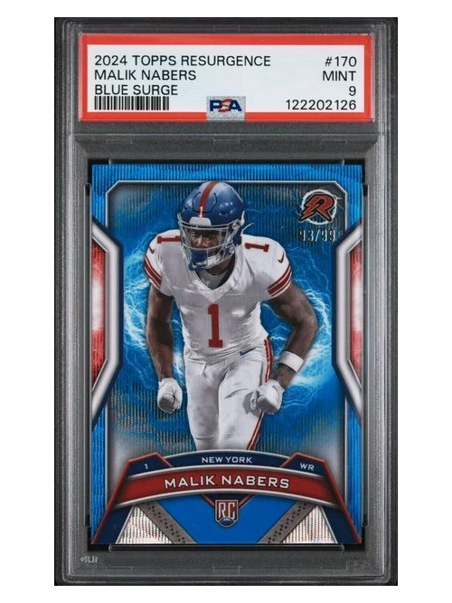 2024 Topps Resurgence | Rookie Malik Nabers | Blue Surge | 93/99 | PSA 9