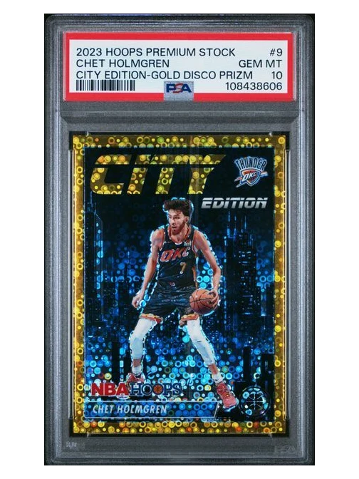 2023 Hoops Premium Stock Chet Holmgren Gold Disco Prizm 4/10 PSA 10
