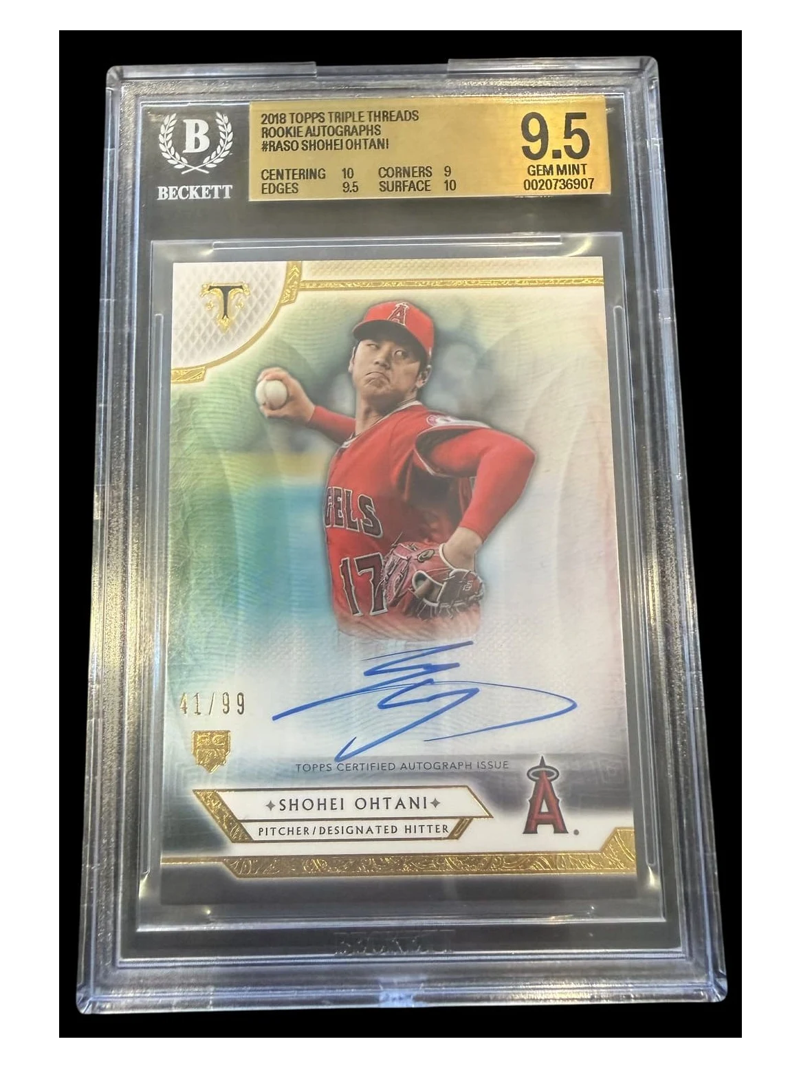2018 Topps Triple Threads Rookie Shohei Ohtani Autographs #RASO 41/99 BGS 9.5