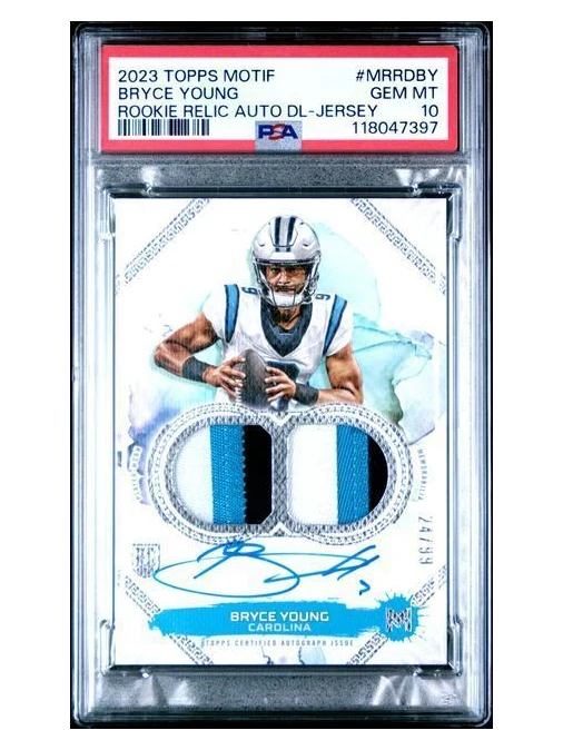2023 Topps Motif | Rookie Bryce Young | Relic Auto Dual Patch Jersey | 24/99 | #MRRDBY | PSA 10