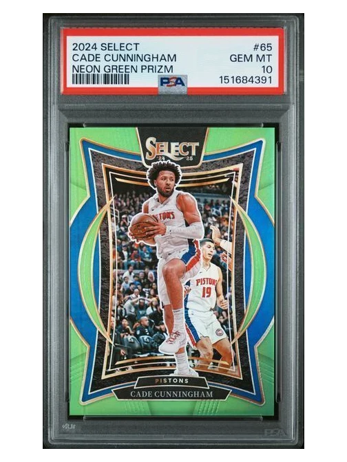 2024 Select | Cade Cunningham | Neon Green Prizm | 17/75 | PSA 10 | #65